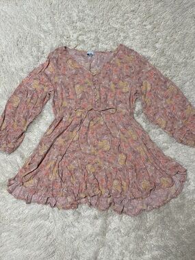 Women’s size large Cozy Co Long-Sleeve blush floral mini dress